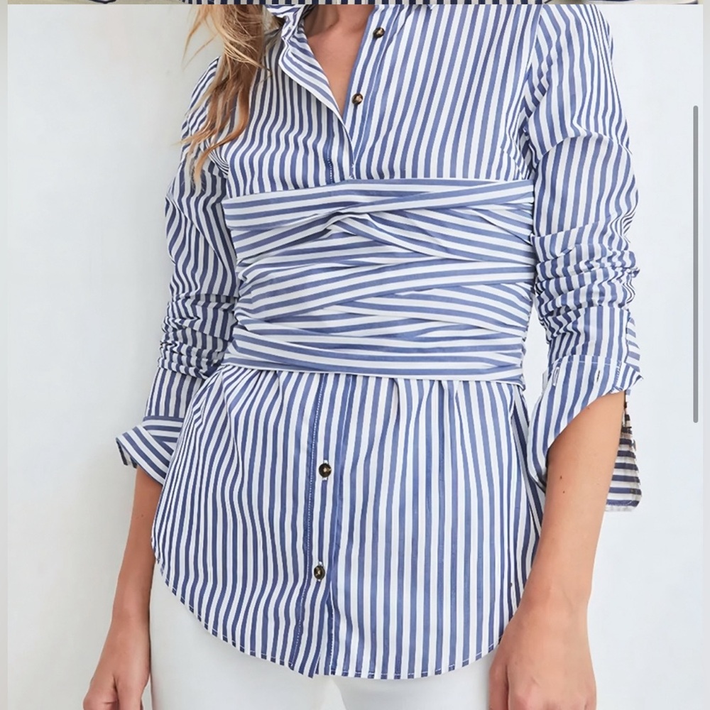 Veronica Beard Striped Cotton Blouse